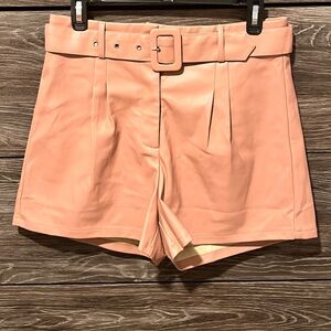 Pink Leather Women Shorts